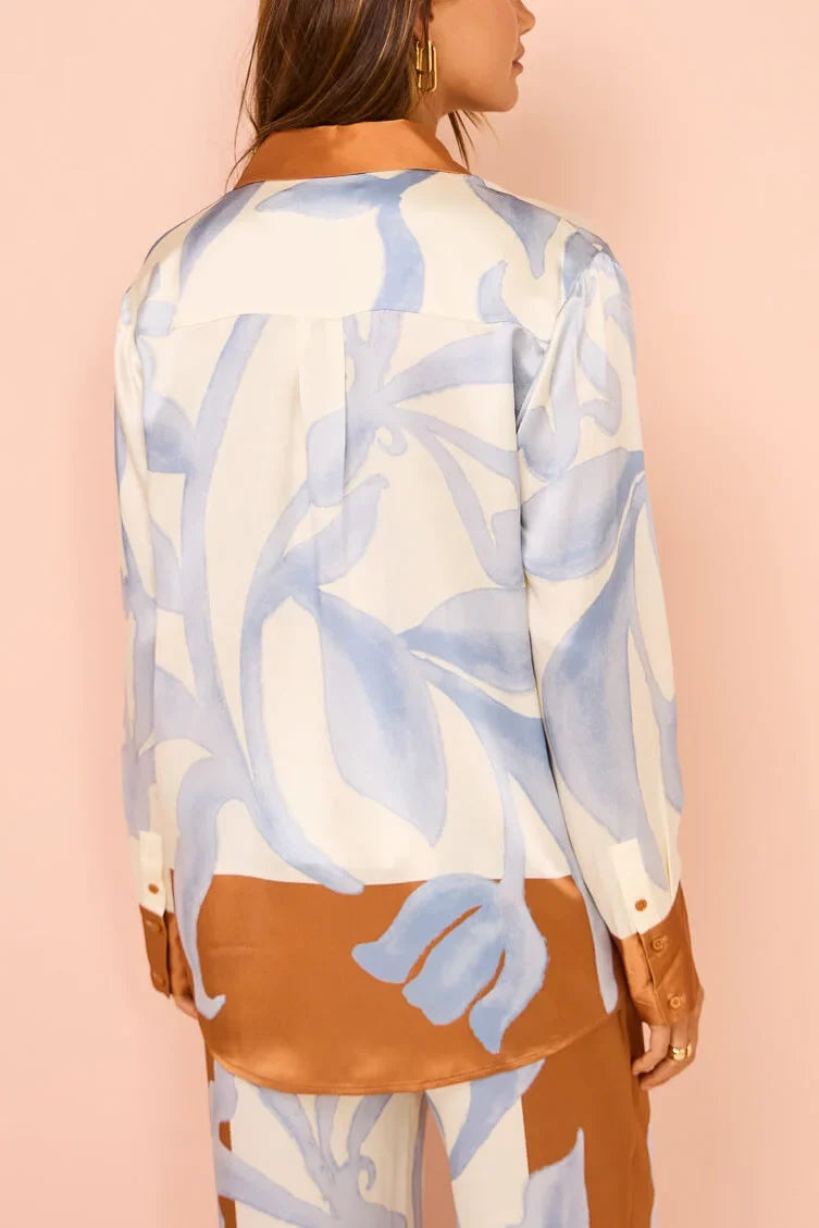 Exquisite Contrast Tie-Dye Flower Loose Trousers Set