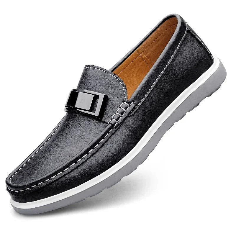 Leather Loafers with Distressed Finish