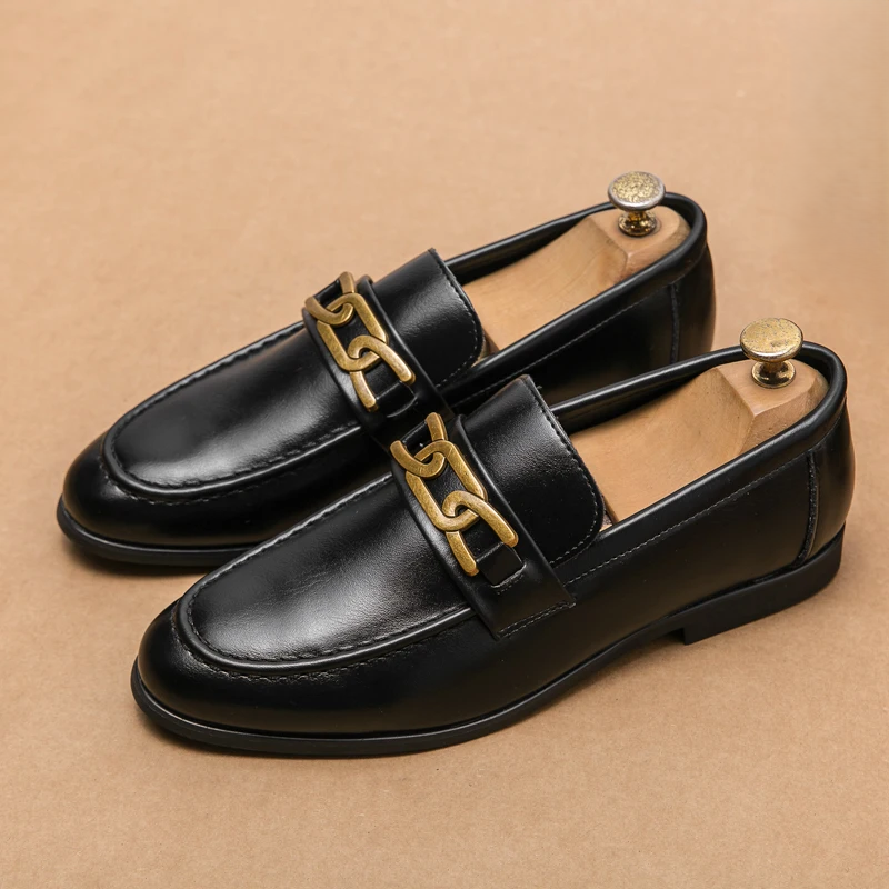 Vegan Leather Loafers with Two-Tone Detail