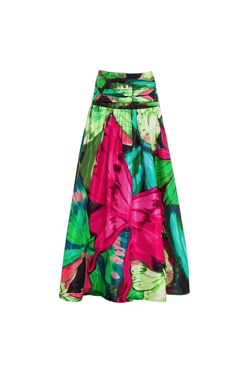 Butterfly Print Ruched Slimming Swimwear Set