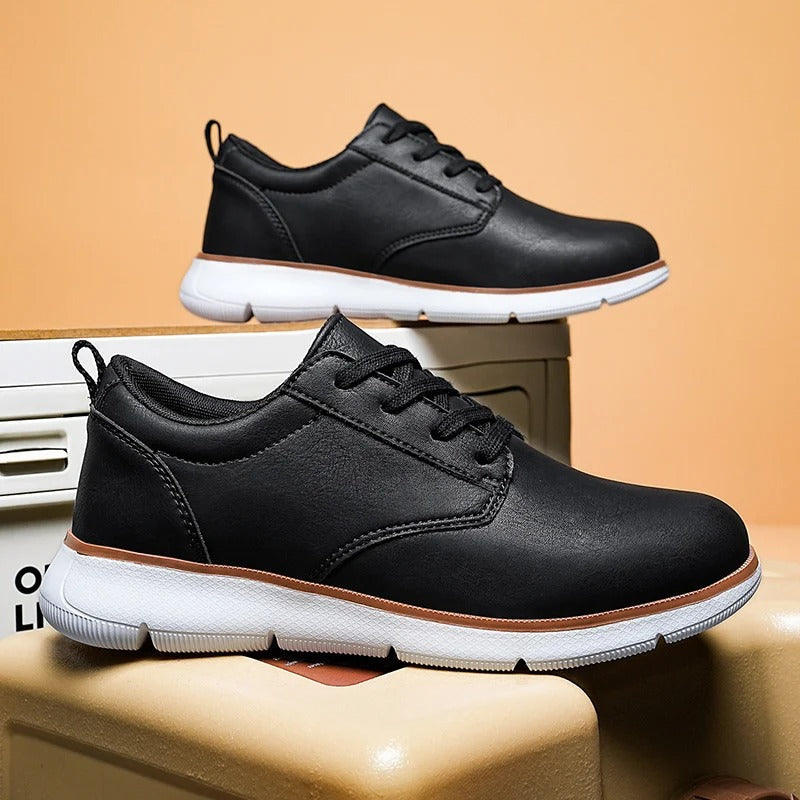 Cowhide Leather Sneakers with Cushioned Sole