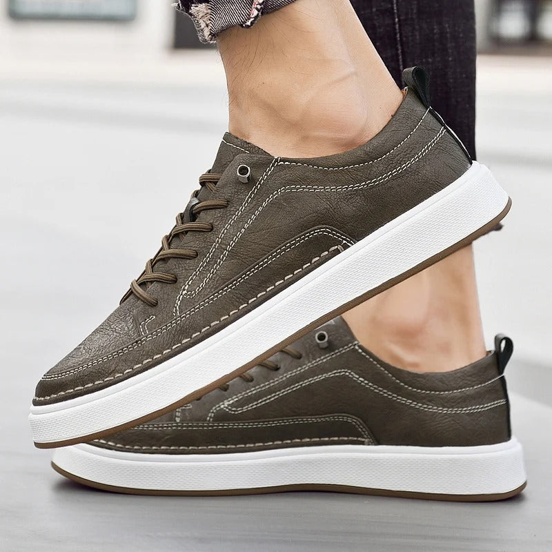 Cowhide Leather Sneakers with Lightweight Construction