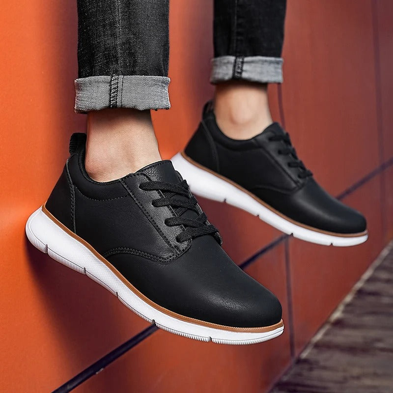 Cowhide Leather Sneakers with Cushioned Sole
