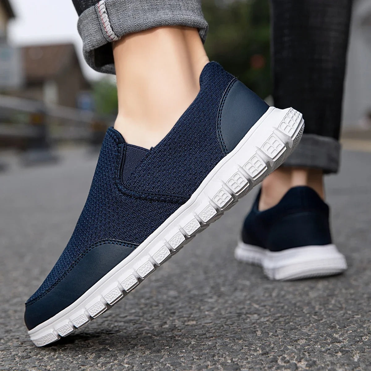 Mesh Knit Slip-On Shoes with Cushioned Sole