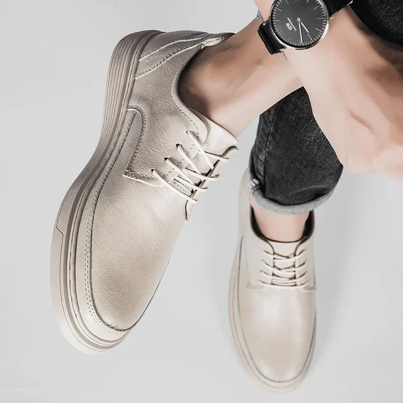 Full-Grain Leather Sneakers with Cushioned Sole