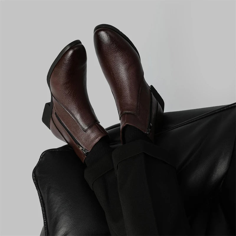 Refined Cowhide Leather Boots