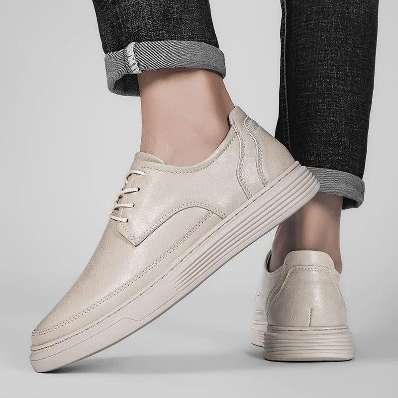 Full-Grain Leather Sneakers with Cushioned Sole