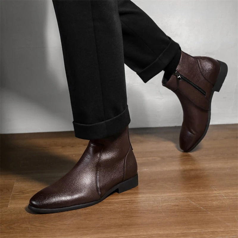 Refined Cowhide Leather Boots