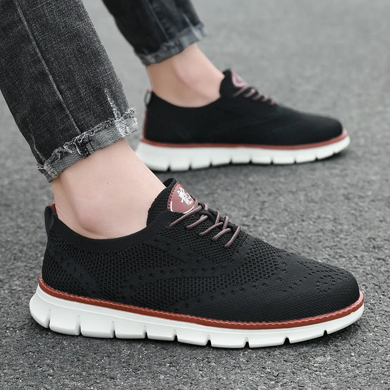 Knit Brogue Shoes with Memory Foam Insole and Breathable Upper
