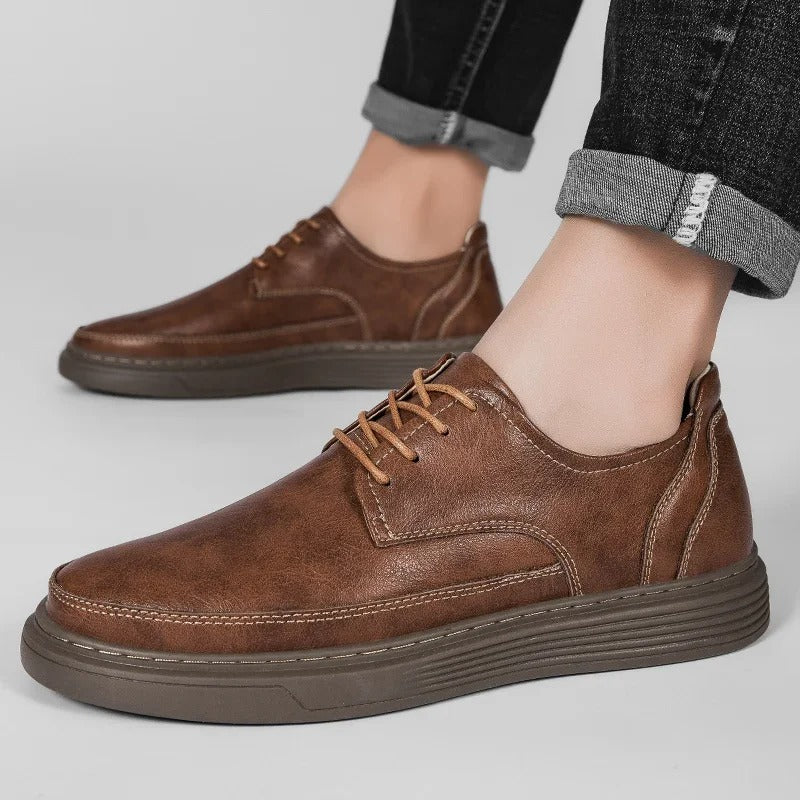 Full-Grain Leather Sneakers with Cushioned Sole