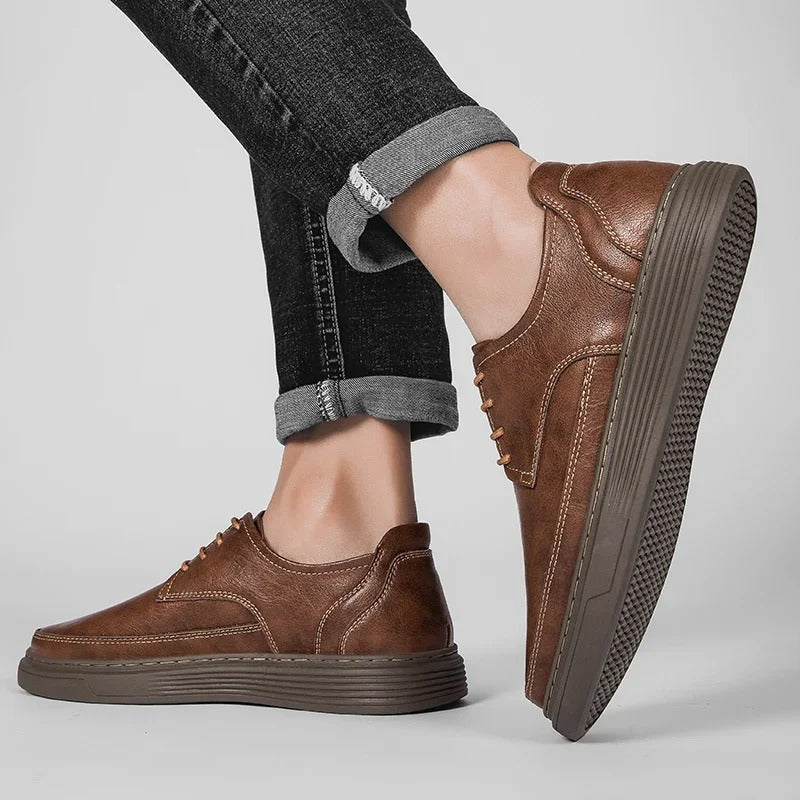 Full-Grain Leather Sneakers with Cushioned Sole