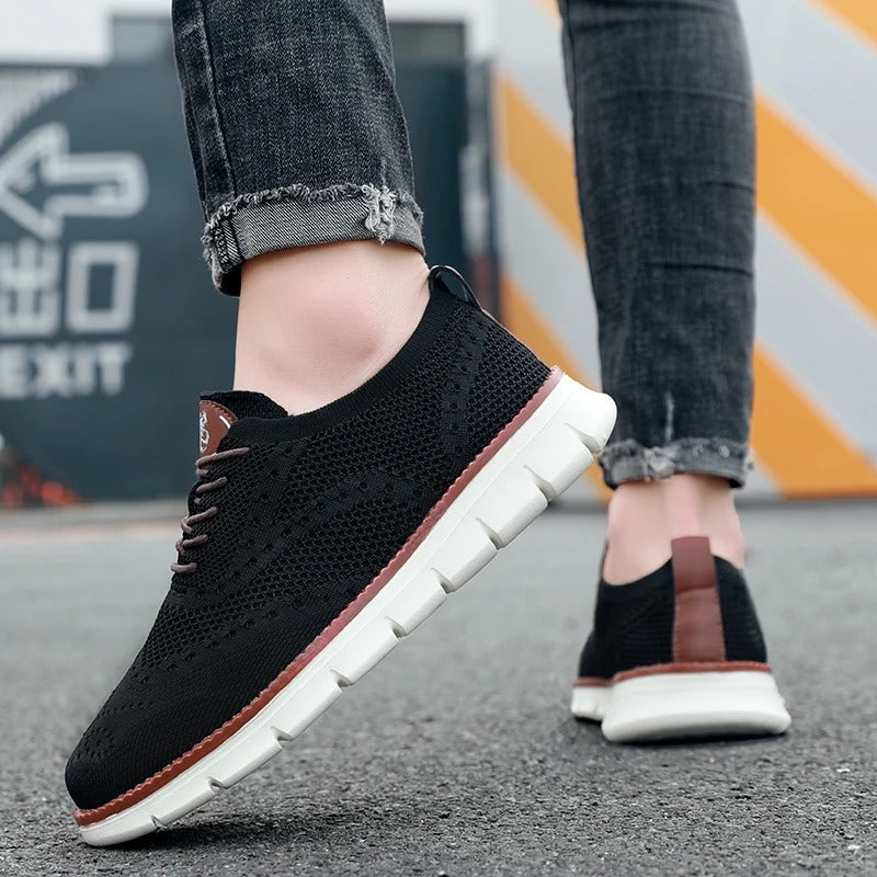 Knit Brogue Shoes with Memory Foam Insole and Breathable Upper