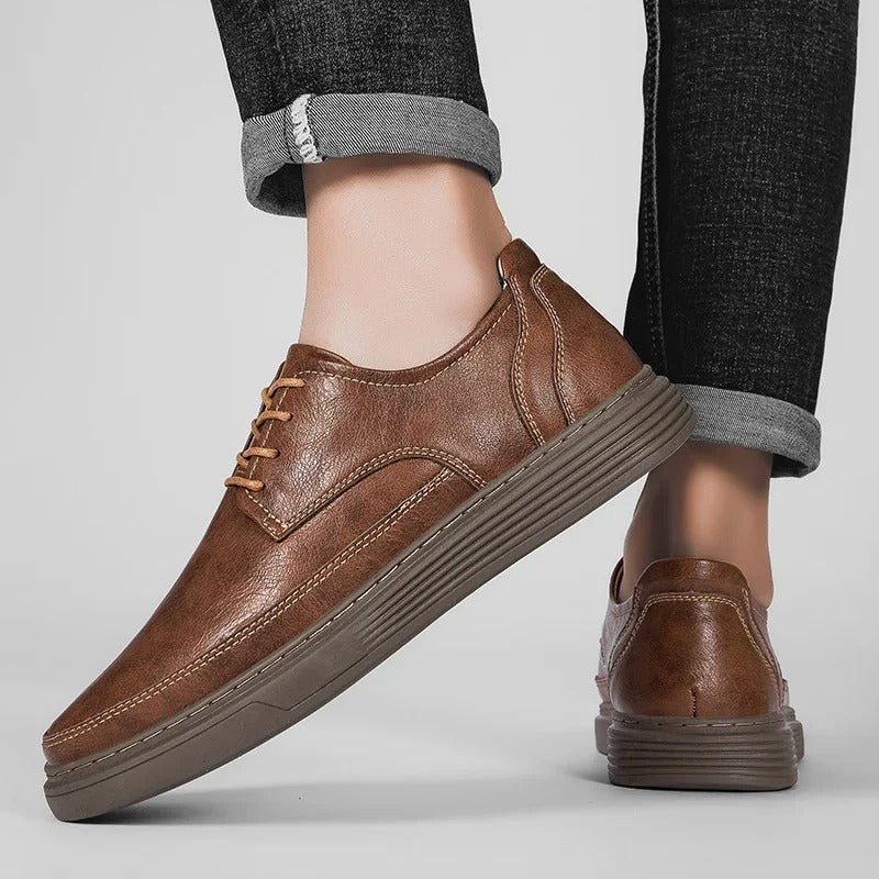 Full-Grain Leather Sneakers with Cushioned Sole