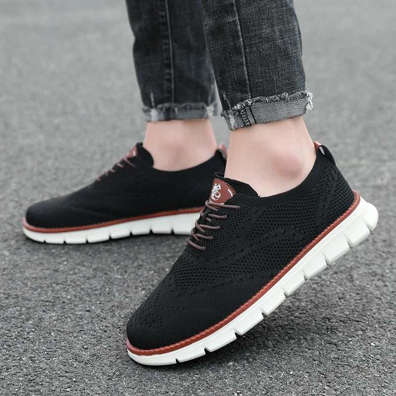 Knit Brogue Shoes with Memory Foam Insole and Breathable Upper