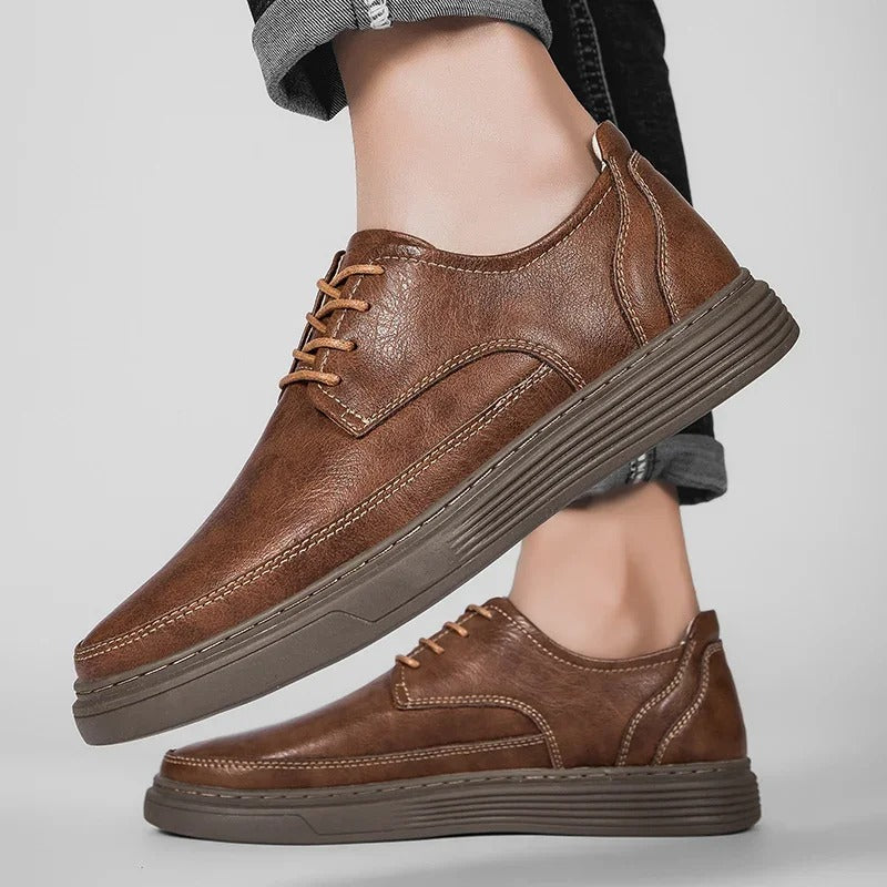 Full-Grain Leather Sneakers with Cushioned Sole