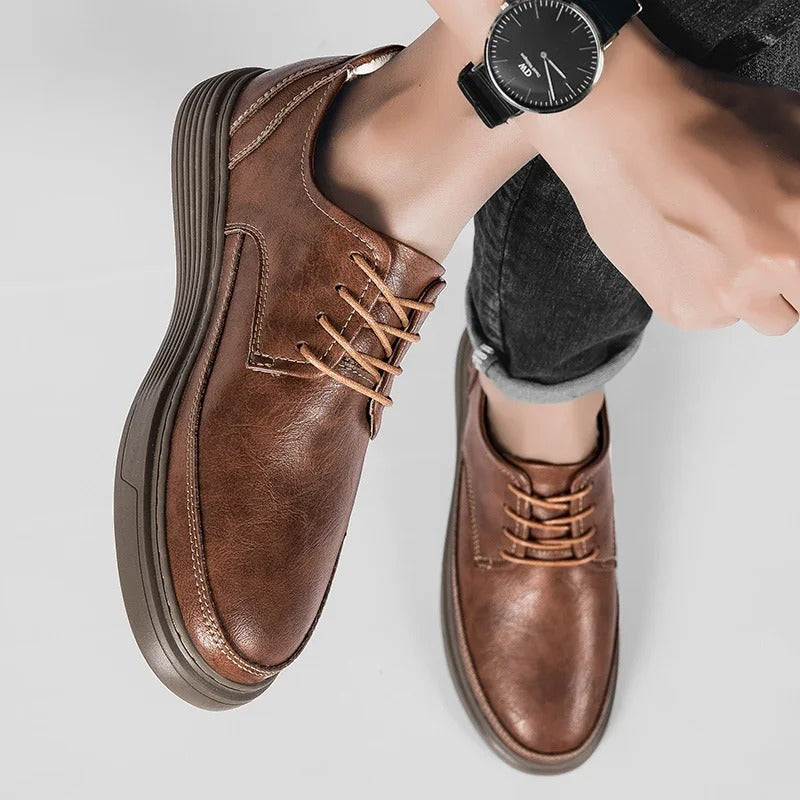 Full-Grain Leather Sneakers with Cushioned Sole