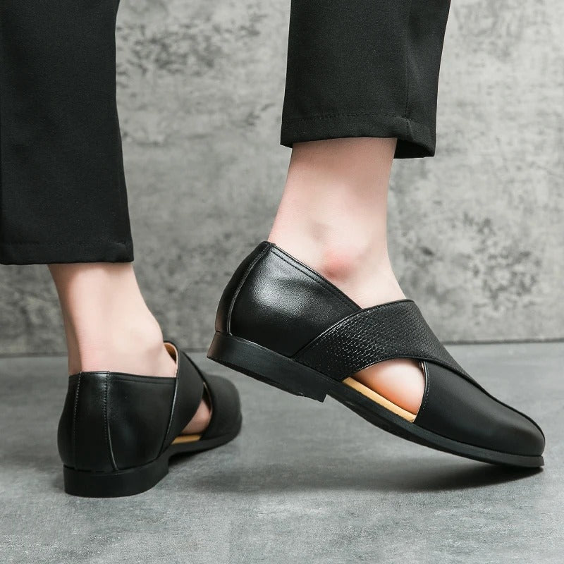 Full-Grain Leather Loafers with Woven Detail
