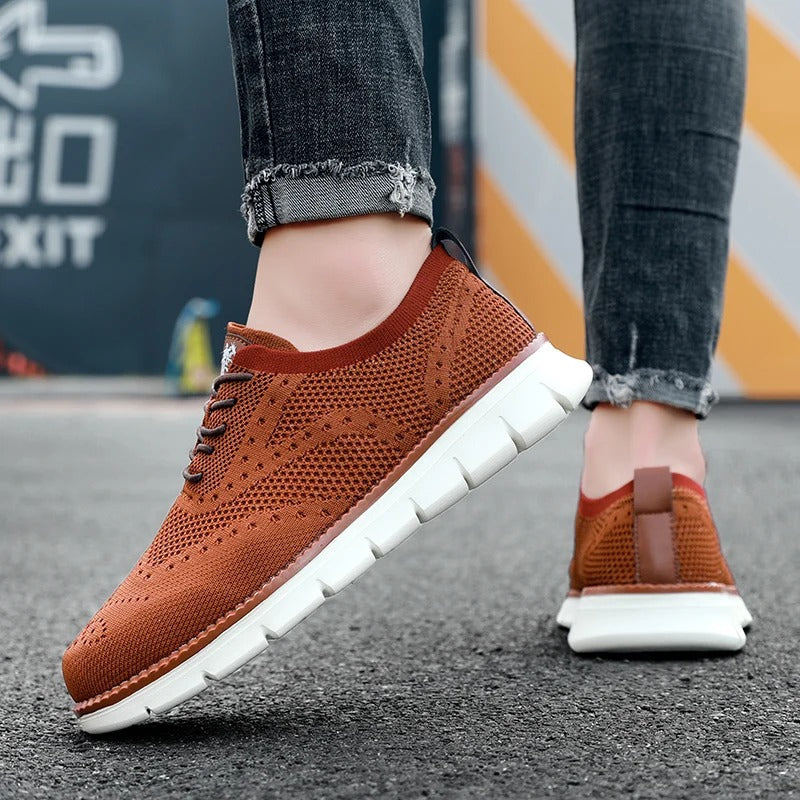 Knit Brogue Shoes with Memory Foam Insole and Breathable Upper