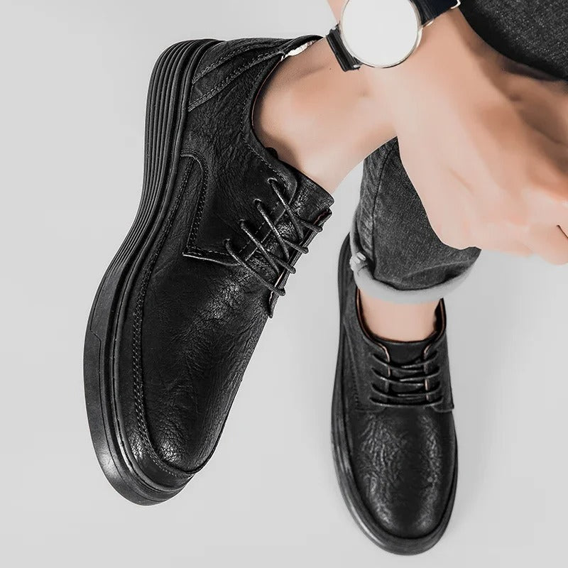Full-Grain Leather Sneakers with Cushioned Sole