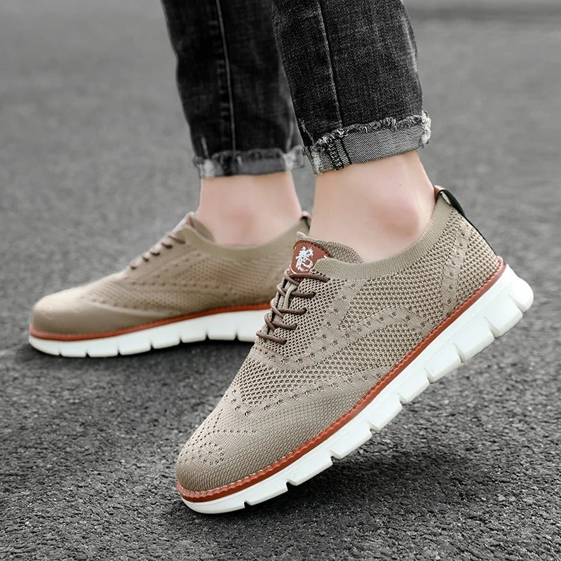 Knit Brogue Shoes with Memory Foam Insole and Breathable Upper