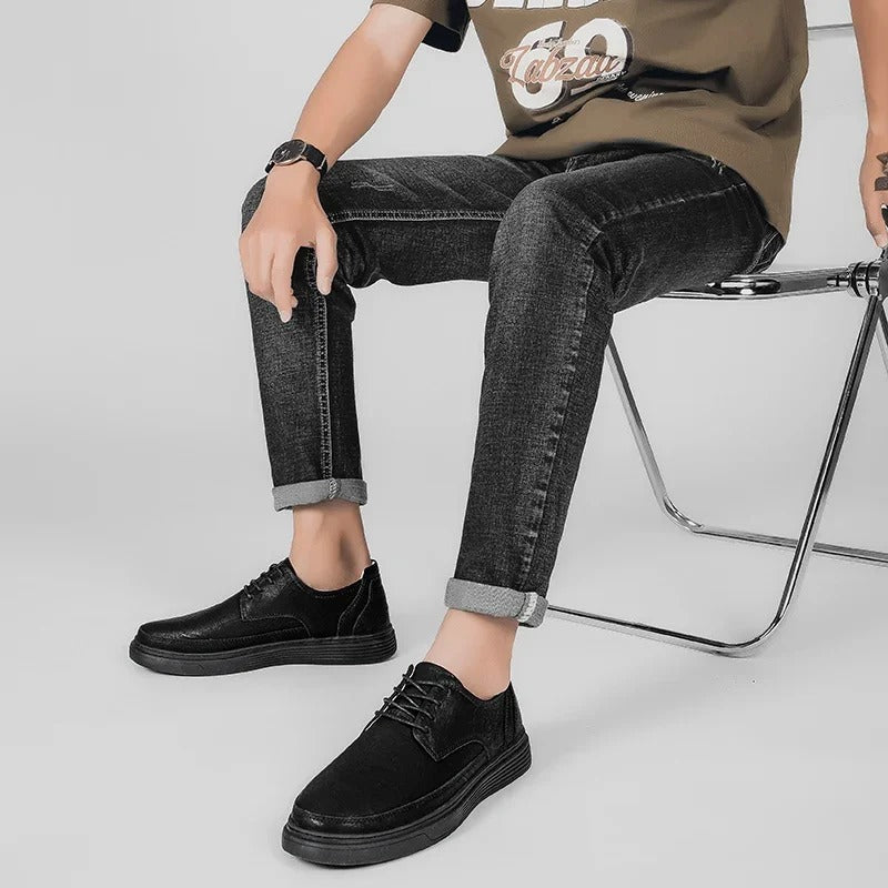 Full-Grain Leather Sneakers with Cushioned Sole
