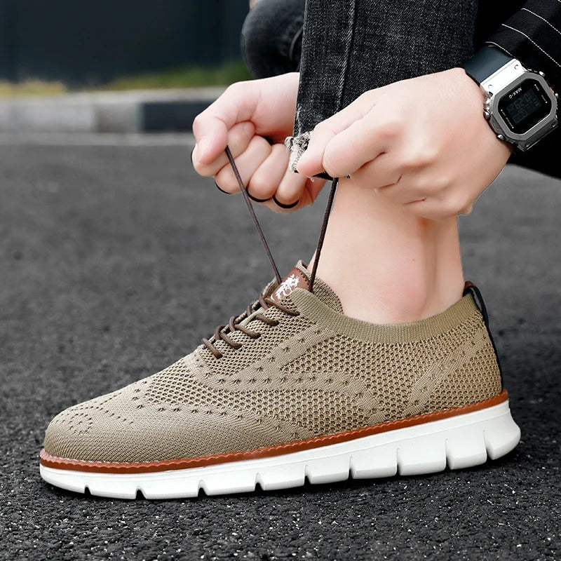Knit Brogue Shoes with Memory Foam Insole and Breathable Upper