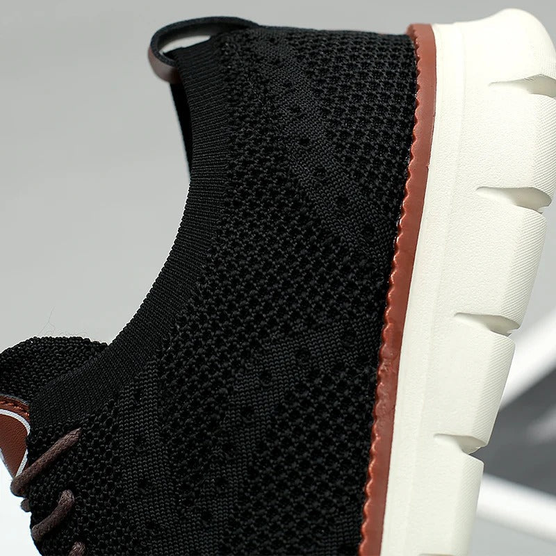 Knit Brogue Shoes with Memory Foam Insole and Breathable Upper