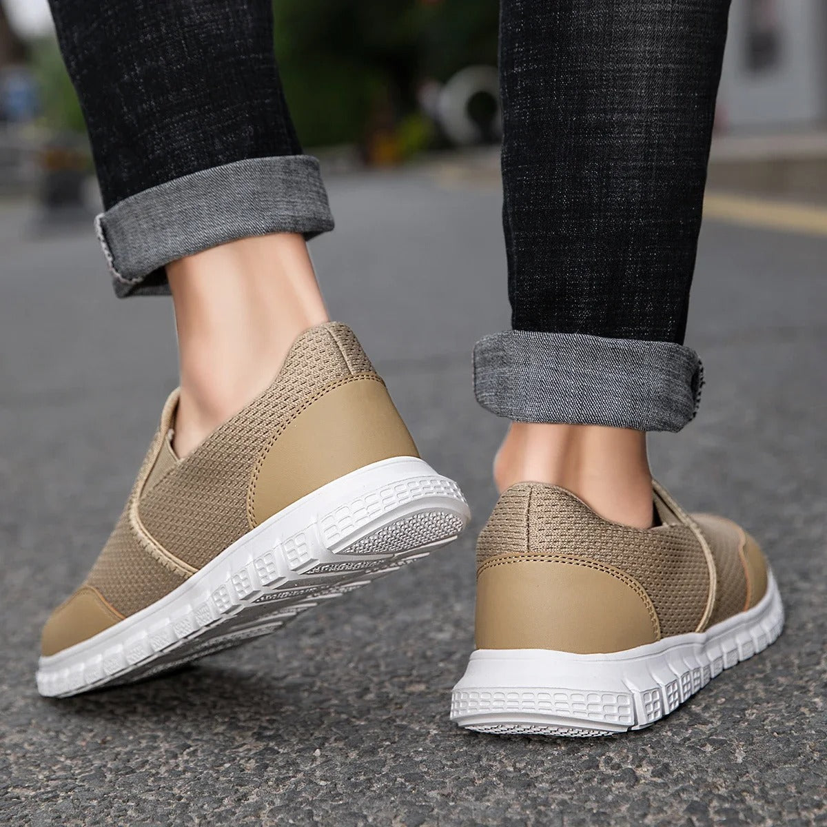 Mesh Knit Slip-On Shoes with Cushioned Sole