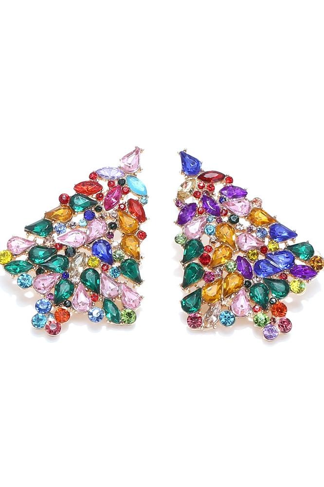 Statement Diamante Christmas Tree Earrings