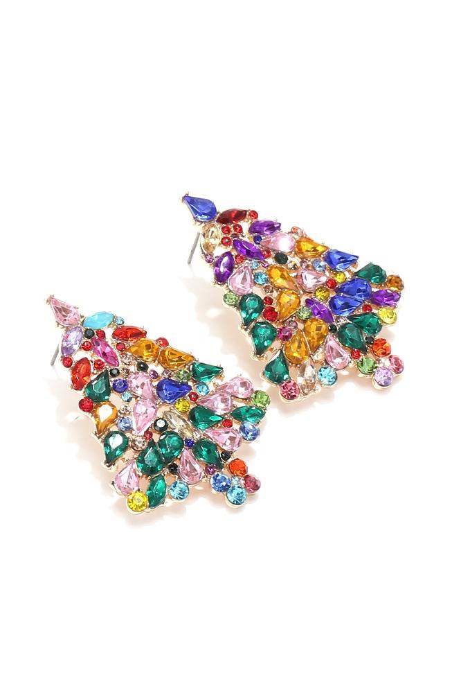 Statement Diamante Christmas Tree Earrings