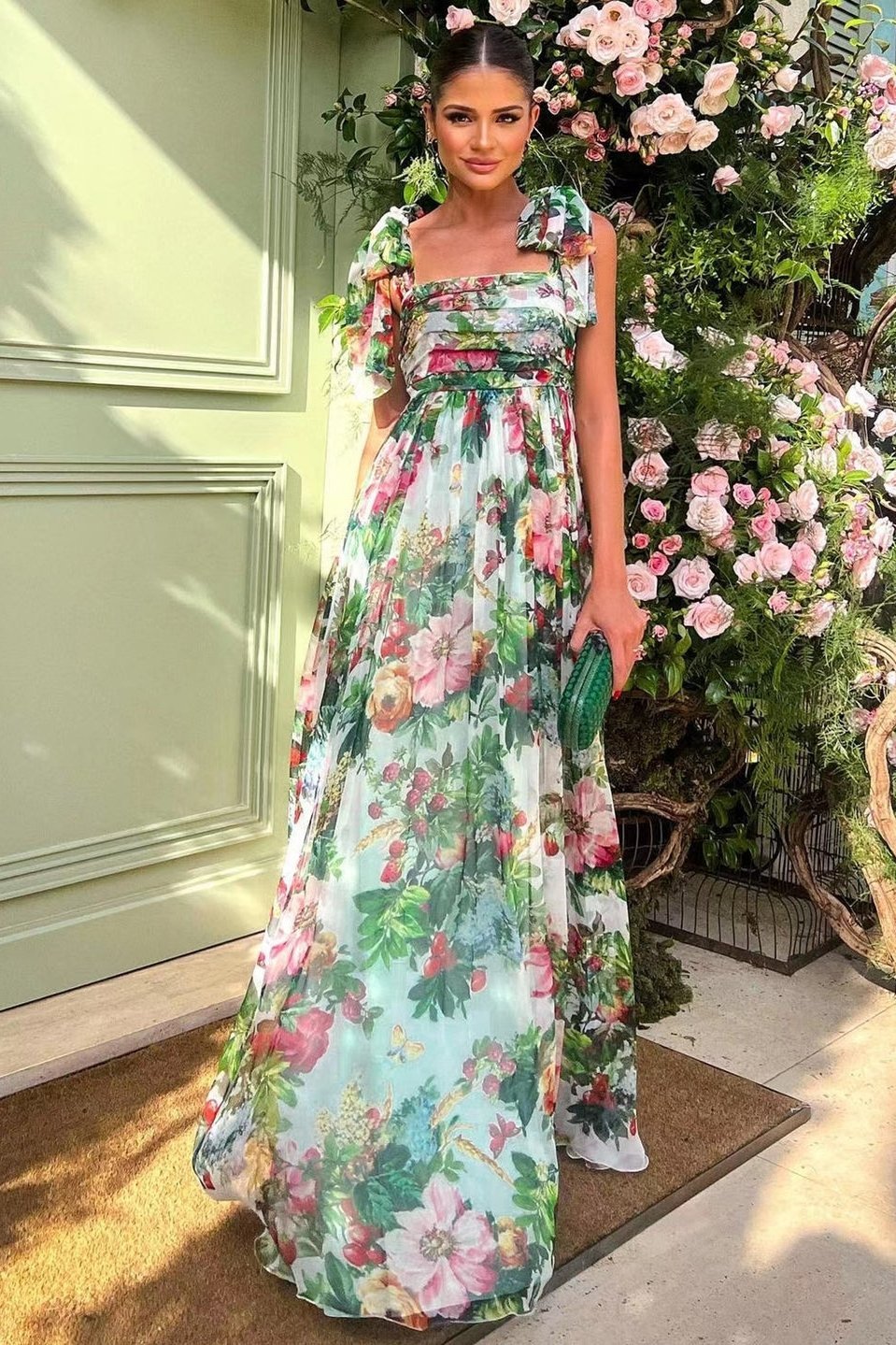 Dinah Patterned Strap Maxi-Length Dress