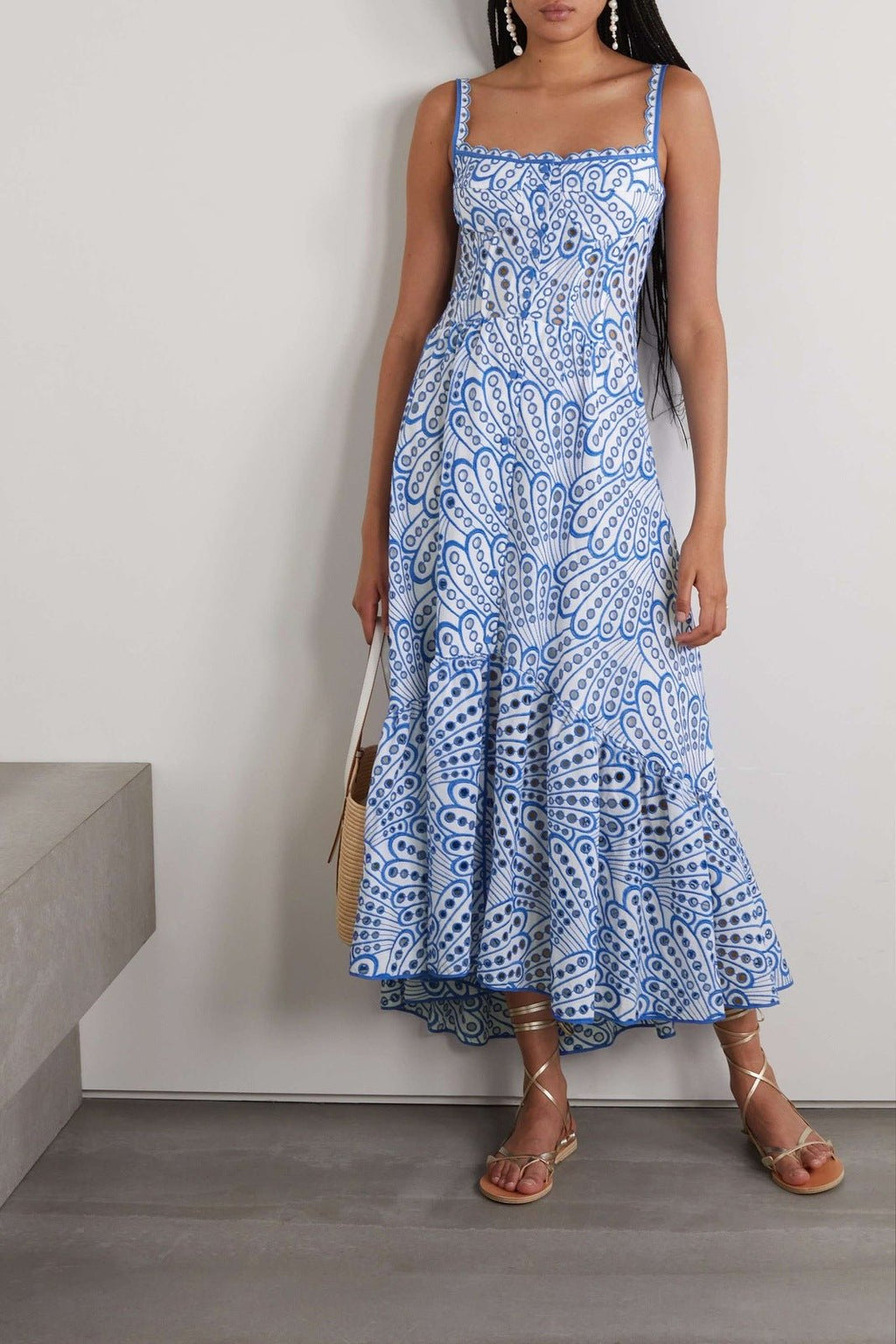 Modern Dolly Embroidered Lace Midi Bustier Dress