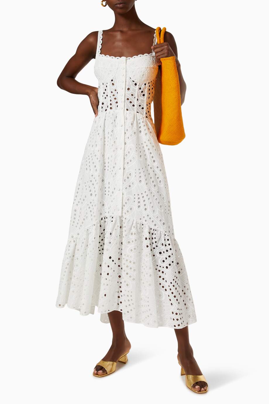 Modern Dolly Embroidered Lace Midi Bustier Dress
