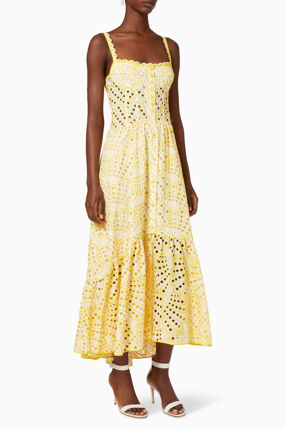 Modern Dolly Embroidered Lace Midi Bustier Dress