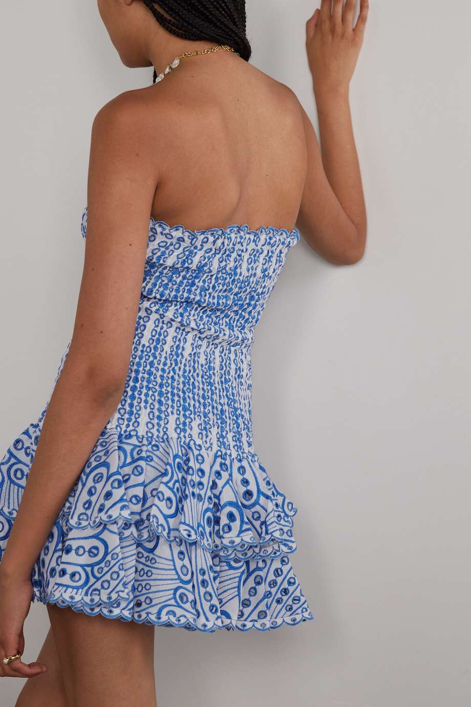 Dolly Embroidered Lace Strapless Mini Fitted Dress