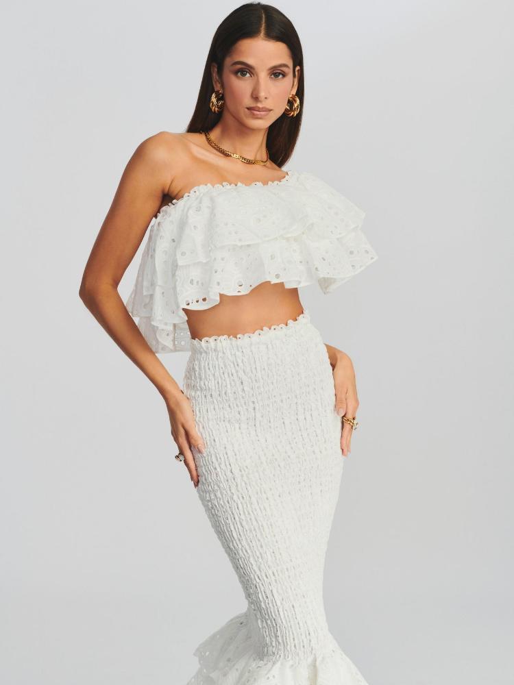 Dolly Embroidered Lace Tiered Ruffled Maxi-Length Dress Set