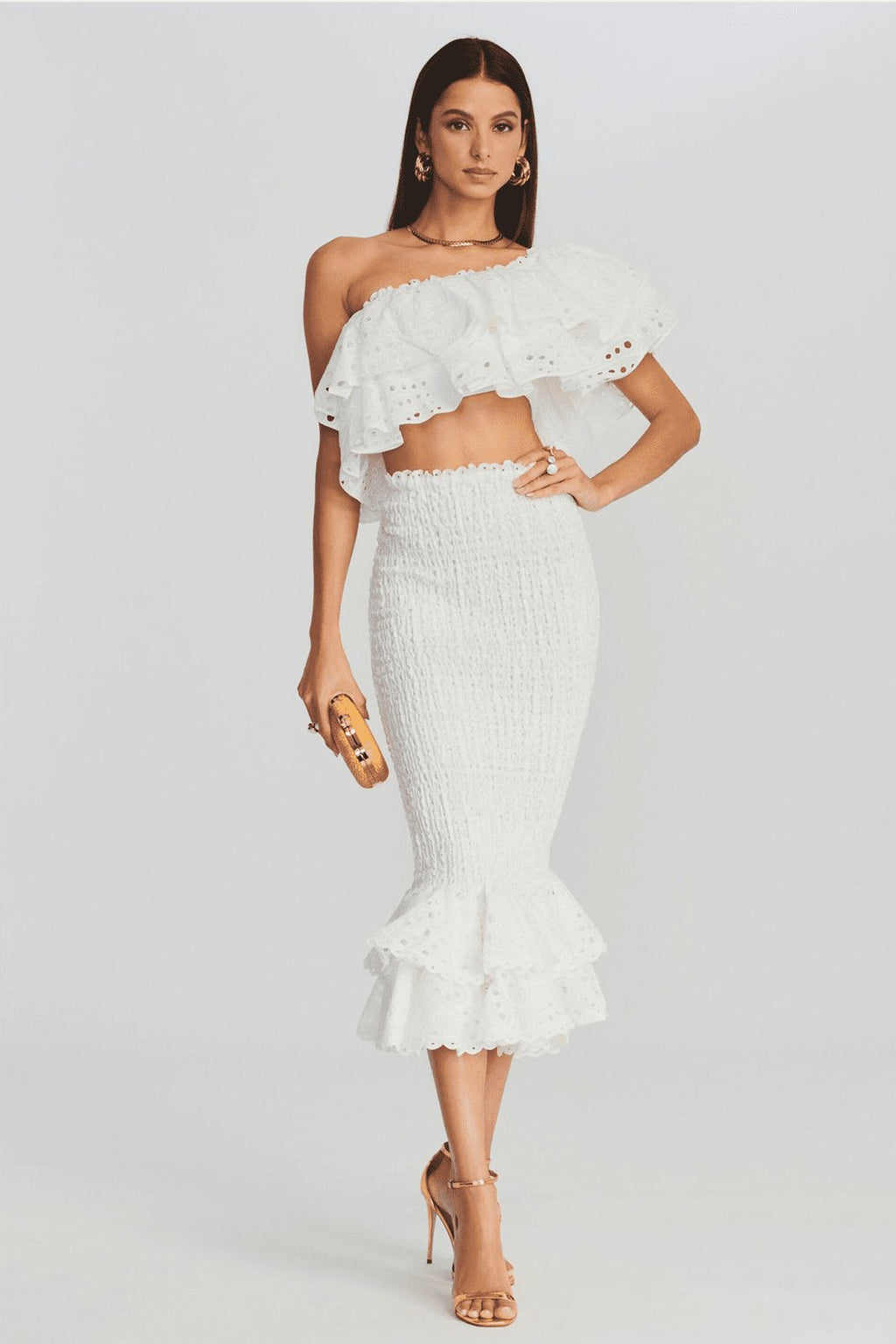Dolly Embroidered Lace Tiered Ruffled Maxi-Length Dress Set
