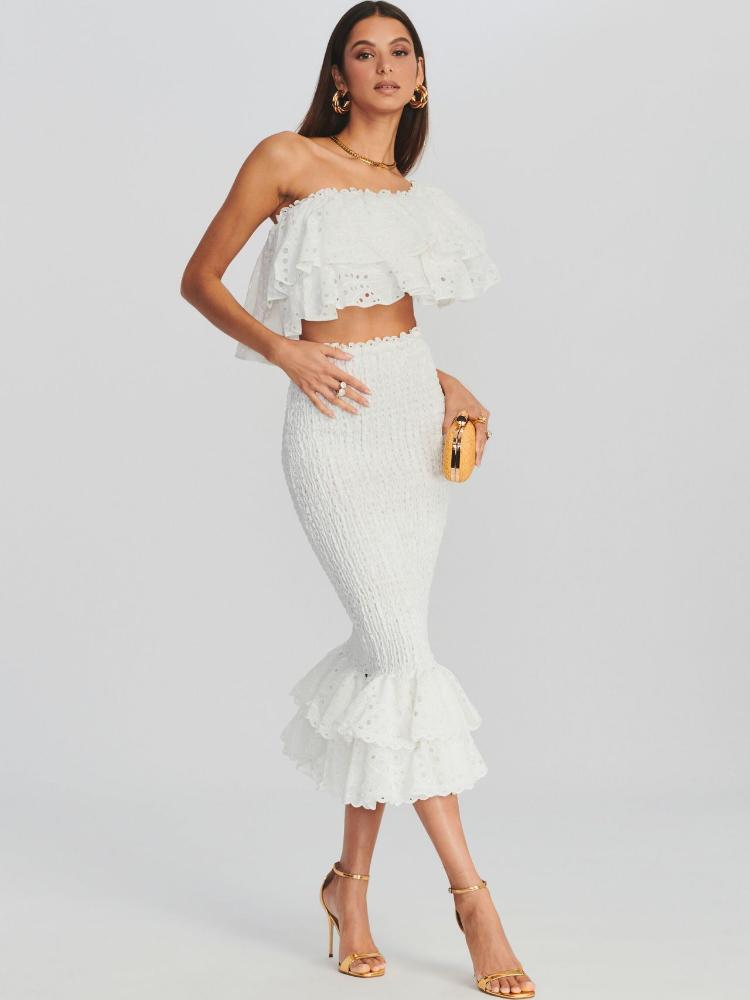 Dolly Embroidered Lace Tiered Ruffled Maxi-Length Dress Set
