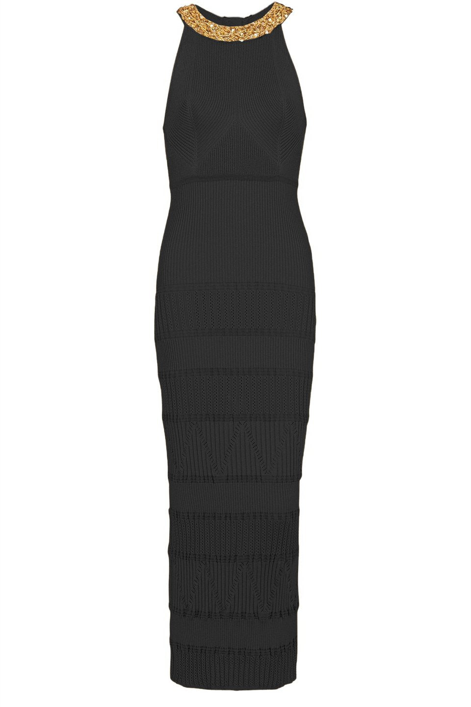 Modern Donna Embroidered Turtleneck Midi Knit Dress