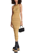 Modern Donna Embroidered Turtleneck Midi Knit Dress