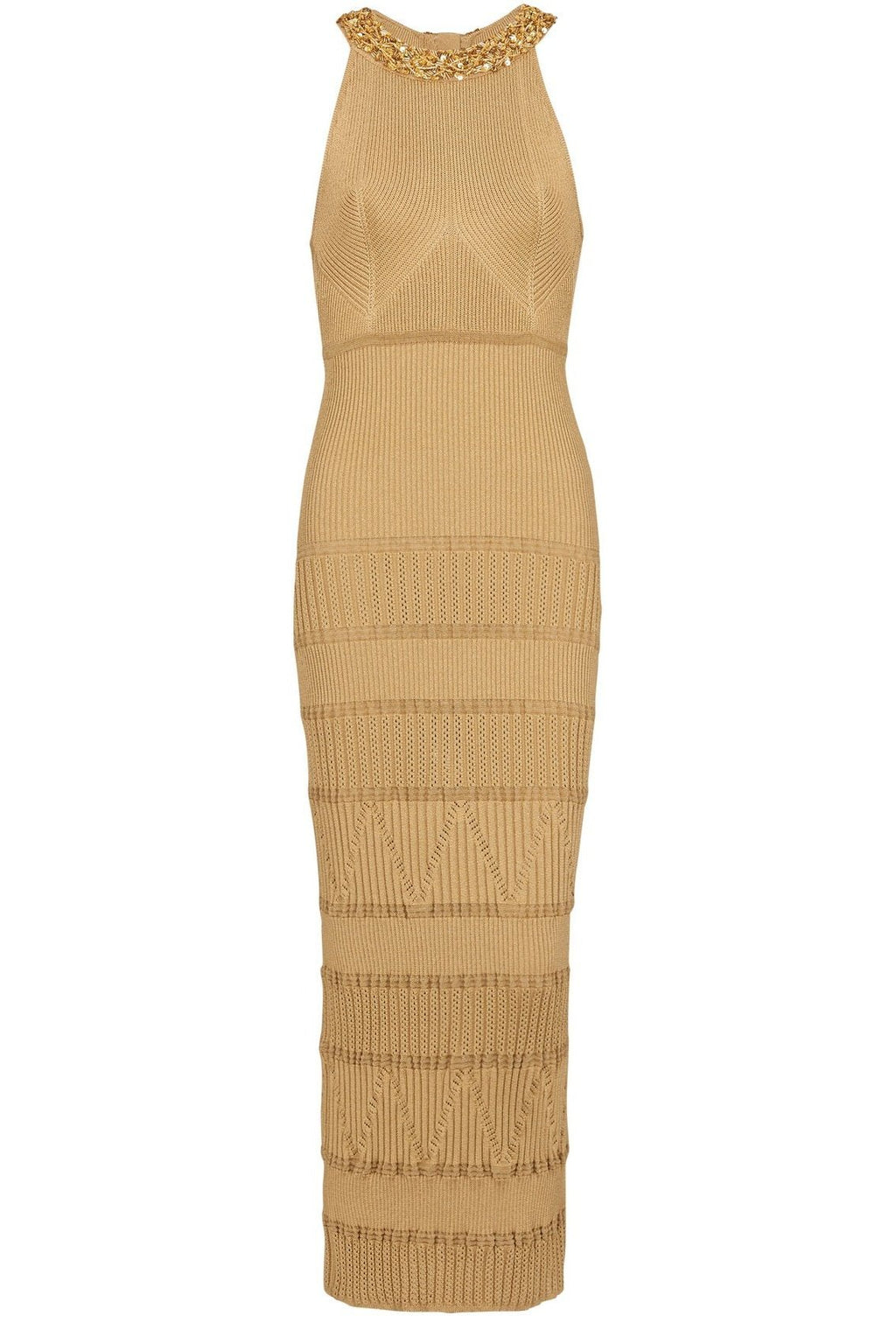 Modern Donna Embroidered Turtleneck Midi Knit Dress