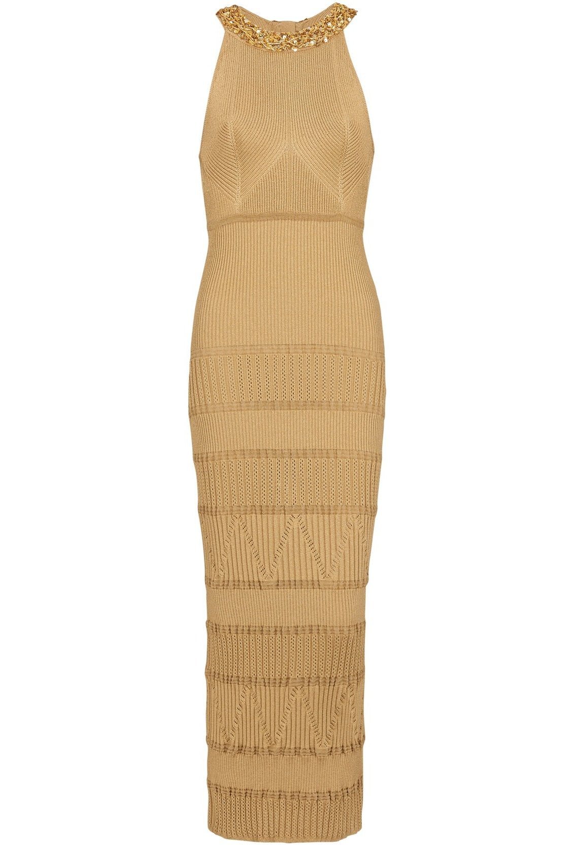 Modern Donna Embroidered Turtleneck Midi Knit Dress