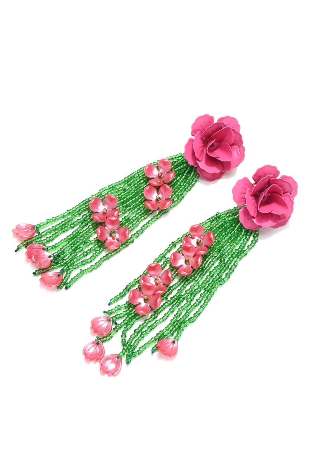Statement Donna Flower Tassel Earrings