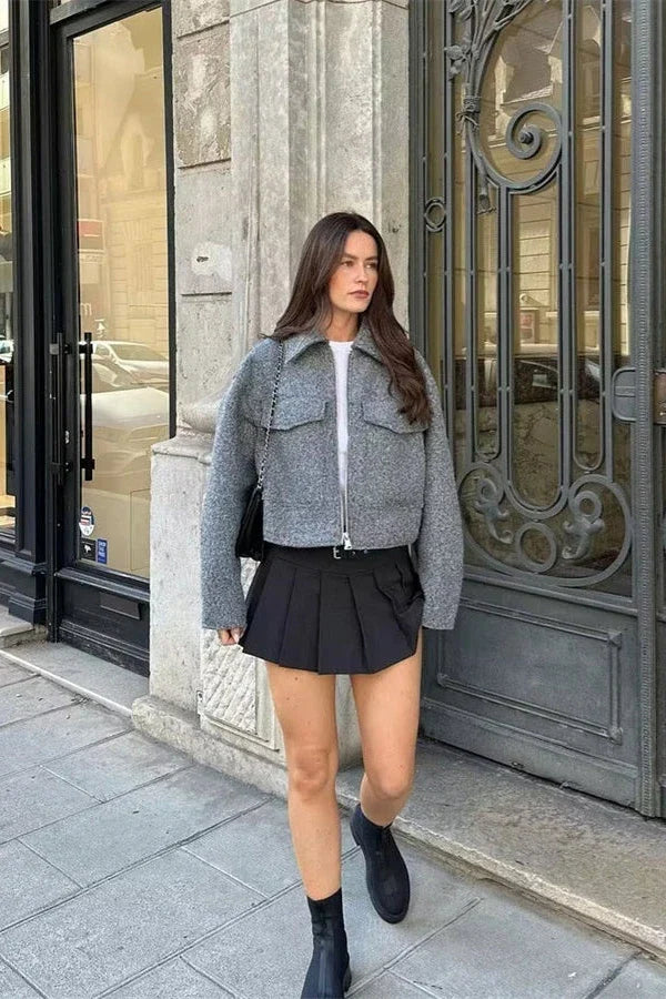 Modern Cropped Jacket - Gray