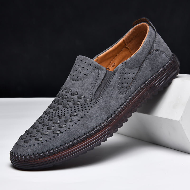 Leather Loafers with Hand-Stitched Detail