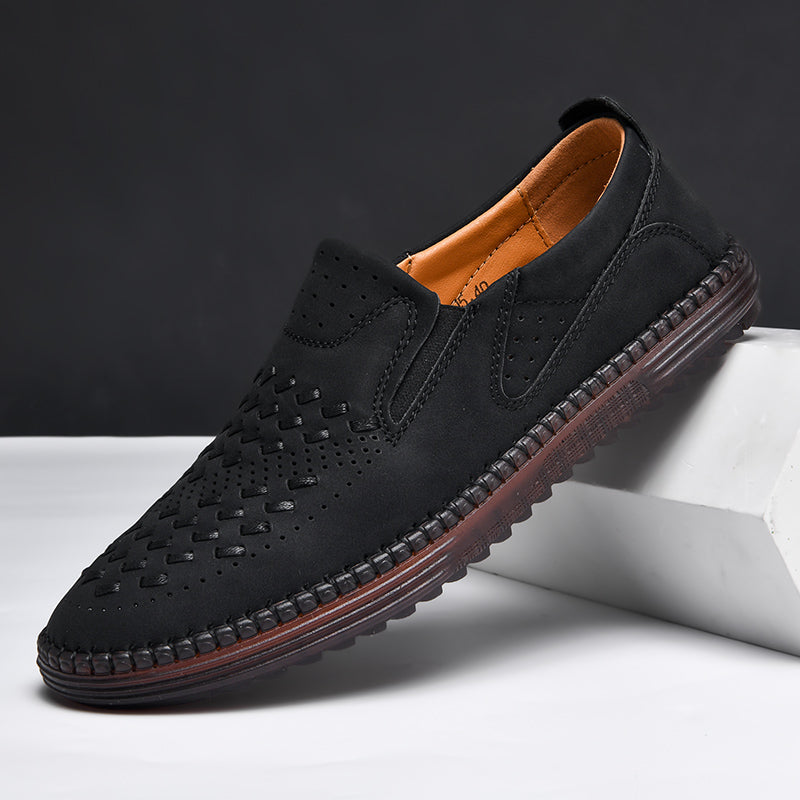 Leather Loafers with Hand-Stitched Detail