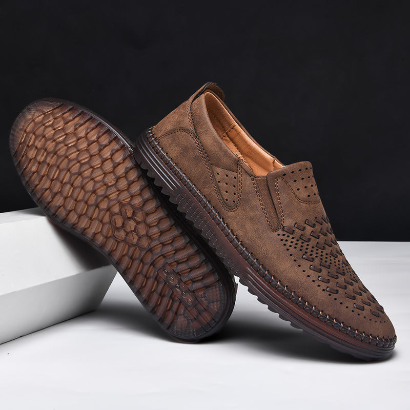 Leather Loafers with Hand-Stitched Detail