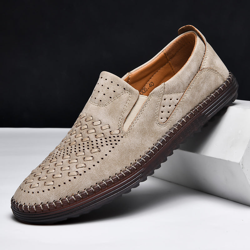 Leather Loafers with Hand-Stitched Detail