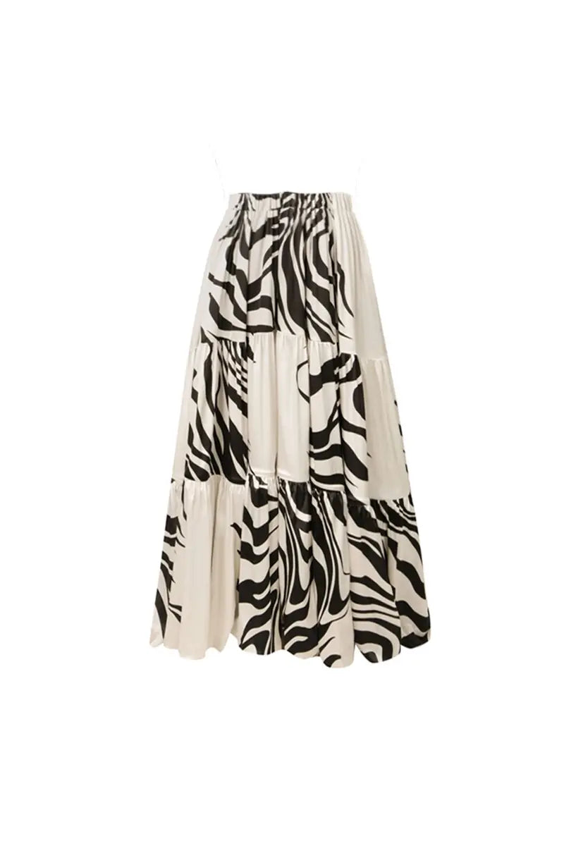 Deep V Striped Monochrome Refined Swimsuit