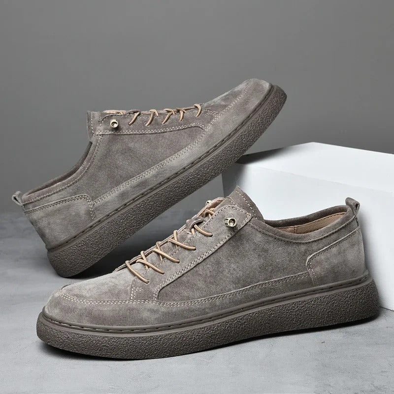 Cowhide Leather Sneakers with Cushioned Insole